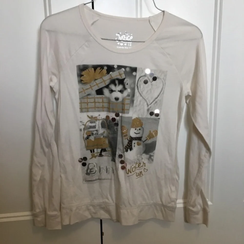 Justice Girls size 12 off white winter top